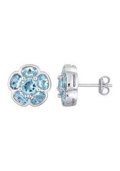 Cheap ⌛ 3.5 ct. t.w. Blue Topaz Floral Stud Earrings in Sterling Silver by Belk & Co. ❤️ -DealsBelk & Co. Store Belk 34027