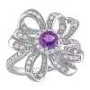 Flash Sale ⭐ 7/8 CT TGW African Amethyst and White Topaz Flower Cocktail Ring in Sterling Silver by Belk & Co. 🎉