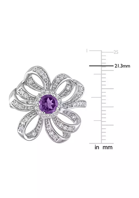 Flash Sale โญ 7/8 CT TGW African Amethyst and White Topaz Flower Cocktail Ring in Sterling Silver by Belk & Co. ๐ 2 Flash Sale โญ 7/8 CT TGW African Amethyst and White Topaz Flower Cocktail Ring in Sterling Silver by Belk & Co. ๐ - Image 2