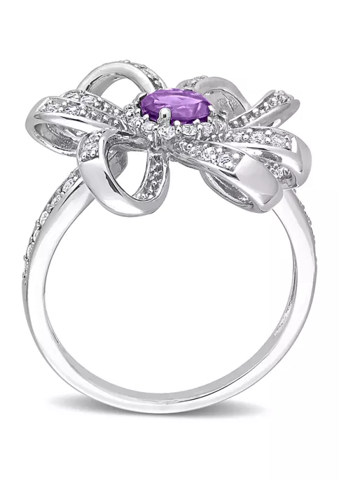 Flash Sale โญ 7/8 CT TGW African Amethyst and White Topaz Flower Cocktail Ring in Sterling Silver by Belk & Co. ๐ 5 Flash Sale โญ 7/8 CT TGW African Amethyst and White Topaz Flower Cocktail Ring in Sterling Silver by Belk & Co. ๐ - Image 5