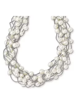 Best deal 👍 Sterling Silver Rhodium-plated 6-8mm White Freshwater Cultured Pearl Multi-strand Necklace by Belk & Co. 🔔 -DealsBelk & Co. Store Belk 34046