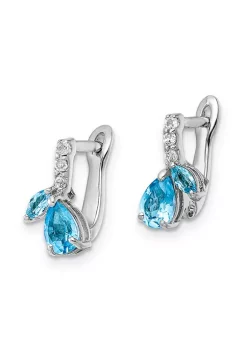 Brand new ⌛ 1.15 ct. t.w. Swiss Blue Topaz and White Topaz Hinged Earrings in Rhodium-Plated Sterling Silver by Belk & Co. 🔔 -DealsBelk & Co. Store Belk 34062