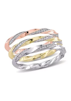 Best reviews of 🧨 3/4 CT TW Diamond 3 Piece Twisted Rope Eternity Ring Set in 10k Three-Tone Gold by Belk & Co. ⌛