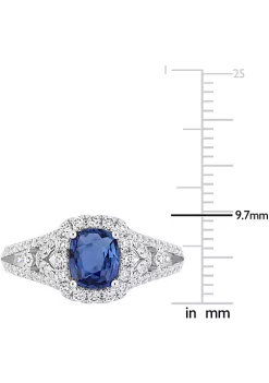Budget 👏 1.16 ct. t.g.w. Blue Sapphire and 5/8 ct. t.w. Diamond Vintage Halo Ring in 14K White Gold by Belk & Co. 🥰 -DealsBelk & Co. Store Belk 34084