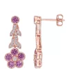Cheapest ❤️ 1.63 ct. t.w. Pink Sapphire and 1/6 ct. t.w. Diamond Flower Earrings In 10K Rose Gold by Belk & Co. ❤️