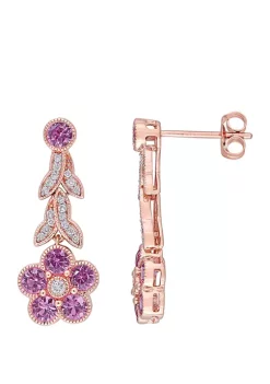 Cheapest ❤️ 1.63 ct. t.w. Pink Sapphire and 1/6 ct. t.w. Diamond Flower Earrings In 10K Rose Gold by Belk & Co. ❤️ -DealsBelk & Co. Store Belk 34097