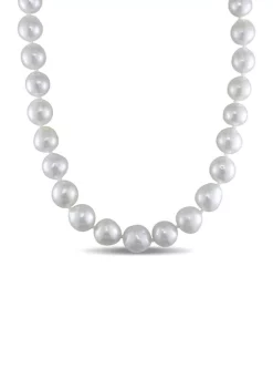 Brand new ๐ 10-12 MM Semi-Round White South Sea Pearl Strand Necklace with 14k Yellow Gold Clasp by Belk & Co. ๐