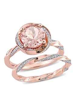Budget ✔️ Morganite and 3/8 CT TW Diamond Swirl Ring Set in 10k Rose Gold by Belk & Co. 😍
