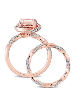 Budget ✔️ Morganite and 3/8 CT TW Diamond Swirl Ring Set in 10k Rose Gold by Belk & Co. 😍 -DealsBelk & Co. Store Belk 34113