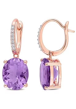 Promo 🎉 8 ct. t.g.w. Amethyst and 1/10 ct. t.w. Diamond Oval Earrings in 14K Rose Gold by Belk & Co. ✨ -DealsBelk & Co. Store Belk 34134