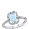 Cheapest 🌟 1 ct. t.w. Aquamarine and 1/4 ct. t.w. Diamond Halo Ring in 14k White Gold by Belk & Co. 🛒