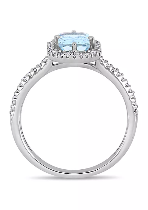 Cheapest 🌟 1 ct. t.w. Aquamarine and 1/4 ct. t.w. Diamond Halo Ring in 14k White Gold by Belk & Co. 🛒 3 Cheapest 🌟 1 ct. t.w. Aquamarine and 1/4 ct. t.w. Diamond Halo Ring in 14k White Gold by Belk & Co. 🛒 - Image 3