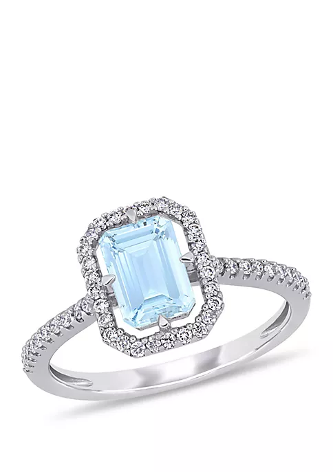 Cheapest 🌟 1 ct. t.w. Aquamarine and 1/4 ct. t.w. Diamond Halo Ring in 14k White Gold by Belk & Co. 🛒 4 Cheapest 🌟 1 ct. t.w. Aquamarine and 1/4 ct. t.w. Diamond Halo Ring in 14k White Gold by Belk & Co. 🛒 - Image 4