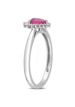 Flash Sale ⌛ Pear Shape Ruby and 1/8 Ct TW Diamond Graduated Halo Ring in 14k White Gold by Belk & Co. ⭐ -DealsBelk & Co. Store Belk 34145
