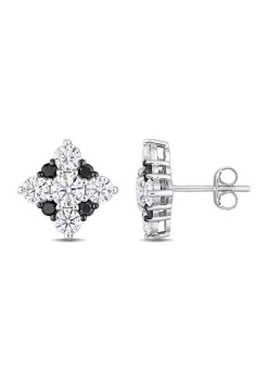 New ๐ 2.16 ct. t.w. Created Moissanite and 1/3 ct. t.w. Black Diamond Stud Earrings in 10K White Gold by Belk & Co. ๐งจ