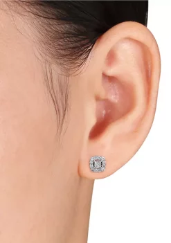 Buy 🌟 1/2 ct. t.w. Diamond Princess Cut Halo Stud Earrings in 10k White Gold by Belk & Co. ✔️ -DealsBelk & Co. Store Belk 34155