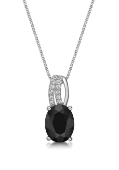 Cheap ✨ 1.6 ct. t.w. Black Onyx and 1/10 ct. t.w. White Topaz Pendant Necklace in Sterling Silver by Belk & Co. 🌟