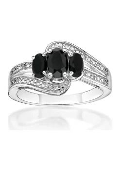 Discount 🔔 3/8 ct. t.w. Black Onyx and 5/8 ct. t.w. White Topaz Ring in Sterling Silver by Belk & Co. 🤩