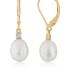 Best Pirce 😍 Freshwater Pearl & Diamond Drop Earrings in 10K Yellow Gold by Belk & Co. 👏