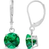 Flash Sale ✨ 10K White Gold Round Checkerboard-Cut 2.9 ct. t.w. Lab Created Emerald Lever Back Earrings (8 Millimeter) by Belk & Co. 🌟