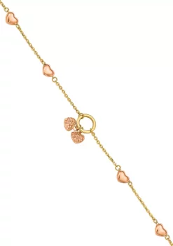 Best Pirce 🥰 14K Two Tone Diamond Cut Hearts with 1 Inch Extender 7 Inch Bracelet by Belk & Co. 👏