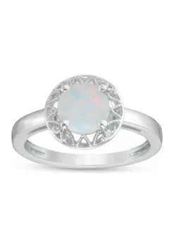 New 🔔 Lab Created 0.8 ct. t.w. Created Opal Ring in Sterling Silver by Belk & Co. 👍