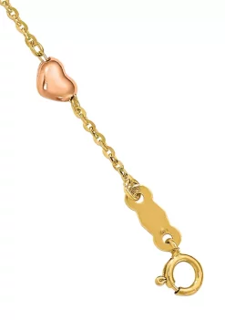Best Pirce 🥰 14K Two Tone Diamond Cut Hearts with 1 Inch Extender 7 Inch Bracelet by Belk & Co. 👏 -DealsBelk & Co. Store Belk 34220