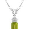 Wholesale 🥰 14K Gold 7x5 Emerald Cut Peridot Diamond Accent Pendant by Belk & Co. 👏