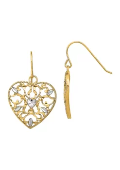Outlet ✨ 14K Yellow Gold with Rhodium Filigree Cut-Out Heart Wire Earrings by Belk & Co. 🎁 -DealsBelk & Co. Store Belk 34238