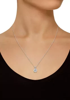 Hot Sale 🥰 Sterling Silver 7mm Round White Topaz Pendant Necklace by Belk & Co. 🌟 -DealsBelk & Co. Store Belk 34302