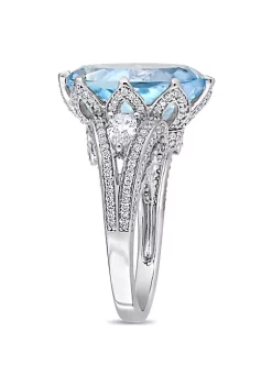 Discount 🌟 10 ct. t.g.w. Sky Blue Topaz and 1.07 ct. t.w. Diamond Cocktail Ring in 14K White Gold by Belk & Co. ⌛ -DealsBelk & Co. Store Belk 34317