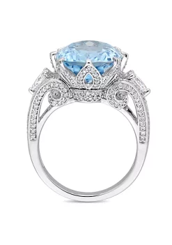 Discount 🌟 10 ct. t.g.w. Sky Blue Topaz and 1.07 ct. t.w. Diamond Cocktail Ring in 14K White Gold by Belk & Co. ⌛ -DealsBelk & Co. Store Belk 34318