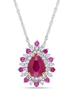 Best deal ⌛ 1.34 ct. t.w. Ruby, 1/3 ct. t.w. Pink Sapphire and 1/4 ct. t.w. Diamond Teardrop Necklace in 14k Two-Tone Gold by Belk & Co. 🎉 -DealsBelk & Co. Store Belk 34323