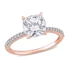 Hot Sale 🎁 Lab Created 2 ct. t.w. Moissanite and 1/10 ct. t.w. Diamond Solitaire Engagement Ring in 14k Rose Gold by Belk & Co. 👏