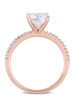 Hot Sale 🎁 Lab Created 2 ct. t.w. Moissanite and 1/10 ct. t.w. Diamond Solitaire Engagement Ring in 14k Rose Gold by Belk & Co. 👏 -DealsBelk & Co. Store Belk 34325