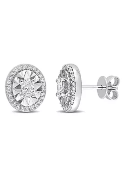 Deals 🧨 1/2 ct. t.w. Oval and Round Diamond Stud Earrings in 14K White Gold by Belk & Co. 🛒
