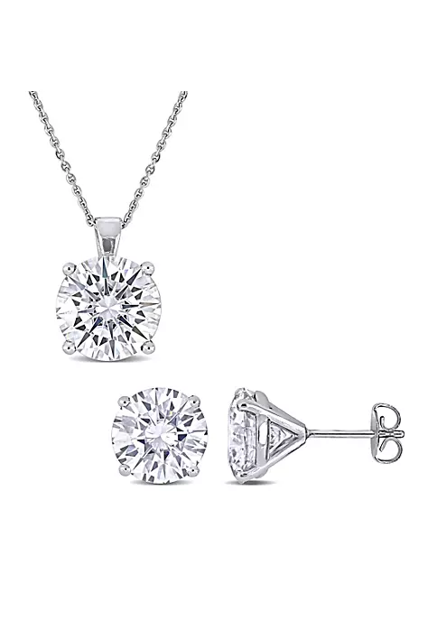 Brand new ๐งจ Lab Created 9 CT DEW Created Moissanite 2-piece Stud Earrings and Pendant with Chain Set in 14k White Gold by Belk & Co. ๐ 1 Brand new ๐งจ Lab Created 9 CT DEW Created Moissanite 2-piece Stud Earrings and Pendant with Chain Set in 14k White Gold by Belk & Co. ๐