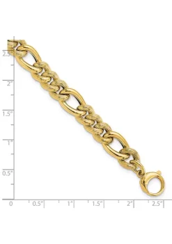 Best Sale 🎉 14K Yellow Gold Polished and Textured Hollow Fancy Link Bracelet by Belk & Co. ❤️ -DealsBelk & Co. Store Belk 34367