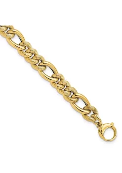 Best Sale 🎉 14K Yellow Gold Polished and Textured Hollow Fancy Link Bracelet by Belk & Co. ❤️ -DealsBelk & Co. Store Belk 34368