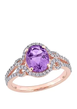 Coupon 🛒 2 ct. t.w. Amethyst, 1/3 ct. t.w. Diamond Halo Split Shank Ring by Belk & Co. 💯