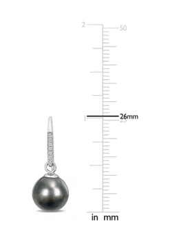 Hot Sale 😉 9.5-10mm Black Tahitian Cultured Pearl and Diamond Accent Shepherd Drop Hook Earrings in 14k White Gold by Belk & Co. 🤩 -DealsBelk & Co. Store Belk 34380