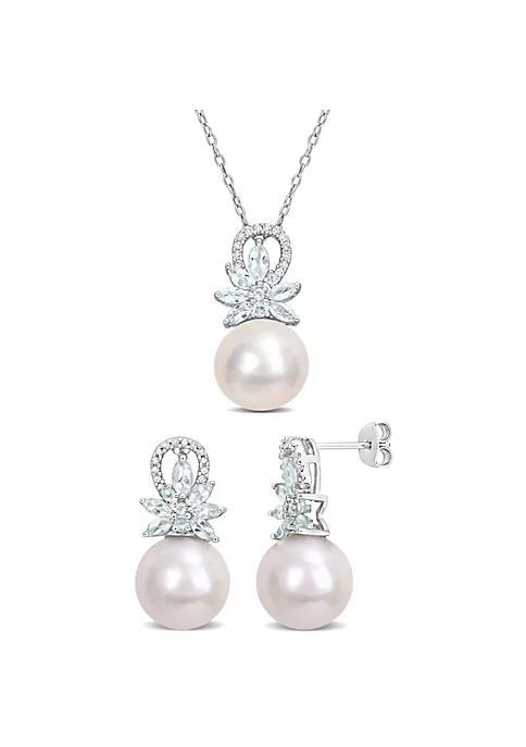 Buy โ๏ธ 2-Piece Set of 11-12MM Freshwater Cultured Pearl, 1/6 ct. t.w. Diamond and 1.8 ct. t.g.w. Aquamarine Earrings and Pendant with Chain in Sterling Silver by Belk & Co. ๐ 1 Buy โ๏ธ 2-Piece Set of 11-12MM Freshwater Cultured Pearl, 1/6 ct. t.w. Diamond and 1.8 ct. t.g.w. Aquamarine Earrings and Pendant with Chain in Sterling Silver by Belk & Co. ๐