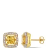 Budget 🛒 1.75 ct. t.w. Citrine, 1/8 ct. t.w. White Sapphire and 1/5 ct. t.w. Diamond Halo Stud Earrings in 10k Yellow Gold by Belk & Co. 🥰