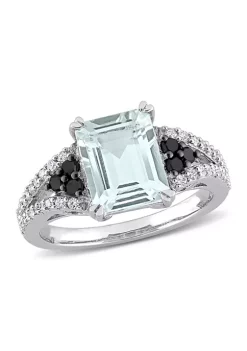 Flash Sale 😉 2 CT TGW Ice Aquamarine and 3/8 CT TW Black and White Diamond Ring in Sterling Silver with Black Rhodium Plated by Belk & Co. 🌟