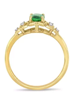 Hot Sale 👏 1 ct. t.w. Tsavorite and 1/10 ct. t.w. Diamond Accent Ring in 10k Yellow Gold by Belk & Co. 🥰 -DealsBelk & Co. Store Belk 34397