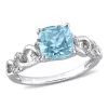 Hot Sale 😉 Cushion Sky Blue Topaz and 1/10 CT TW Diamond Link Ring in 10k White Gold by Belk & Co. 🎉