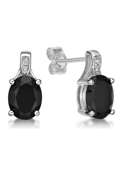 Best Pirce 🔥 3.2 ct. t.w. Black Onyx and Diamond Accent Earrings in Sterling Silver by Belk & Co. ⌛ 3 Best Pirce 🔥 3.2 ct. t.w. Black Onyx and Diamond Accent Earrings in Sterling Silver by Belk & Co. ⌛ - Image 3