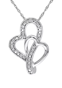 Outlet ✨ 1/10 ct. t.w. Diamond Accent Interlocked Heart Pendant with Chain in 10K White Gold by Belk & Co. 🛒 -DealsBelk & Co. Store Belk 34444