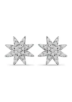 New ❤️ 1/6 ct. t.w. Diamond Starburst Stud Earrings in Sterling Silver by Belk & Co. ⌛