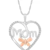 Cheapest 🎁 1/6 ct. t.w. Diamond Heart Mom Pendant in Sterling Silver & 10K Rose Gold by Belk & Co. 🎁